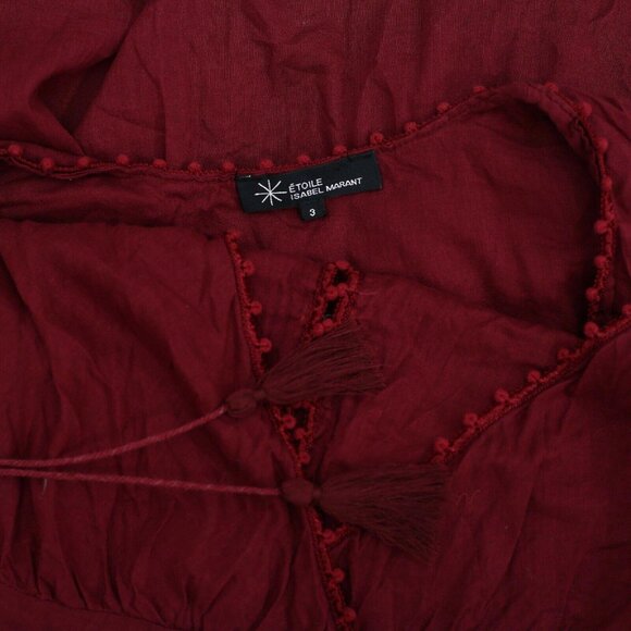 Isabel Marant Etoile Lace Shift Tunic Dress Summer Maroon Cotton S New 231814 - Picture 5 of 5